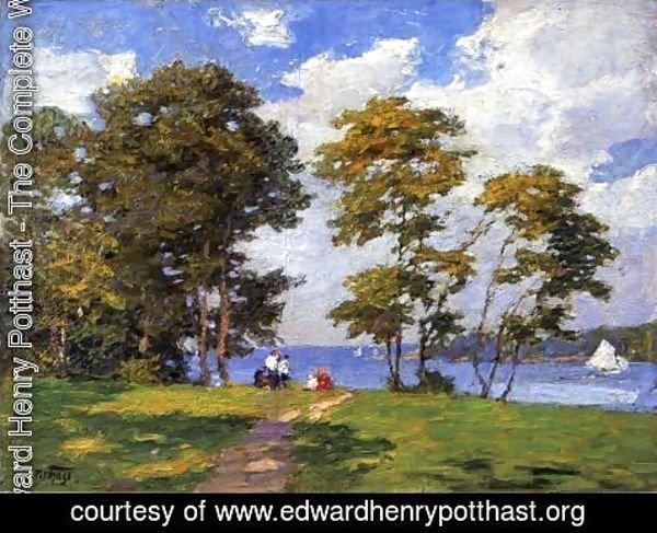 Edward Henry Potthast - Landscape by the Shore (or The Picnic)