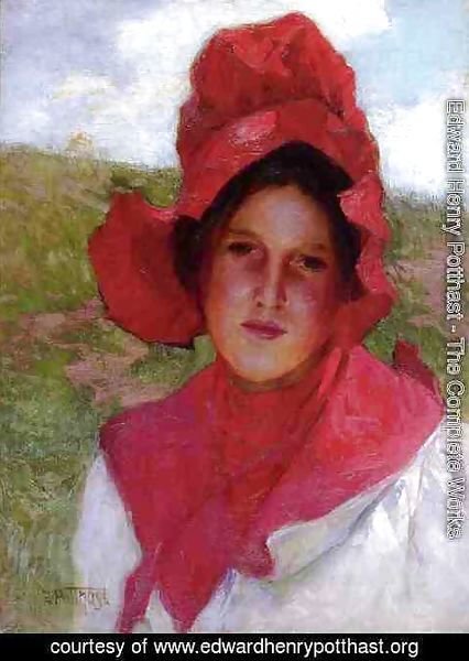 Edward Henry Potthast - Girl in a Red Bonnet