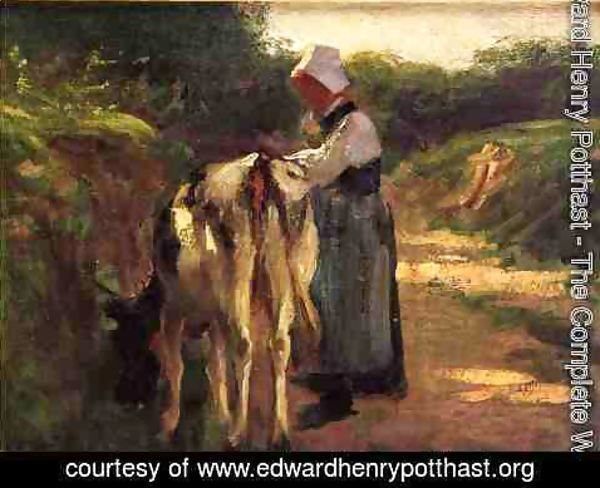 Edward Henry Potthast - Grazing by the Roadside