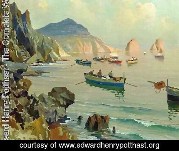 Edward Henry Potthast - Boats in a Rocky Cove