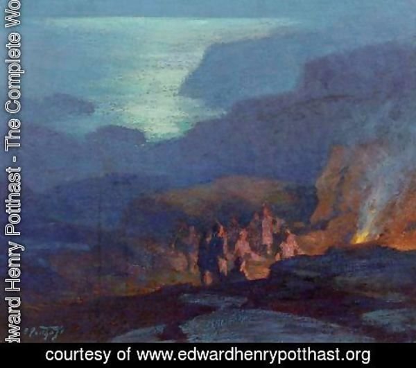 Edward Henry Potthast - Moonlight Campers