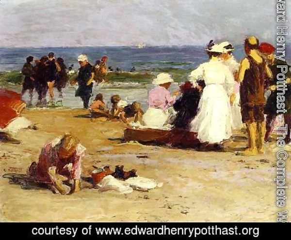 Edward Henry Potthast - Bathers in the Surf