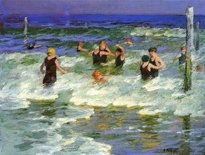 Edward Henry Potthast - Bathing in the Surf