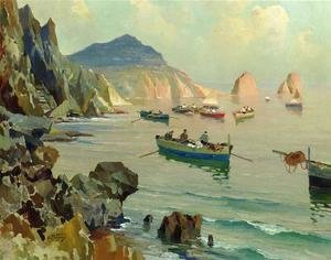 Edward Henry Potthast - Boats in a Rocky Cove