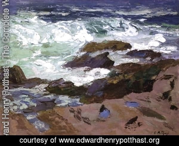 Edward Henry Potthast - Wild Surf, Ogunquit, Maine