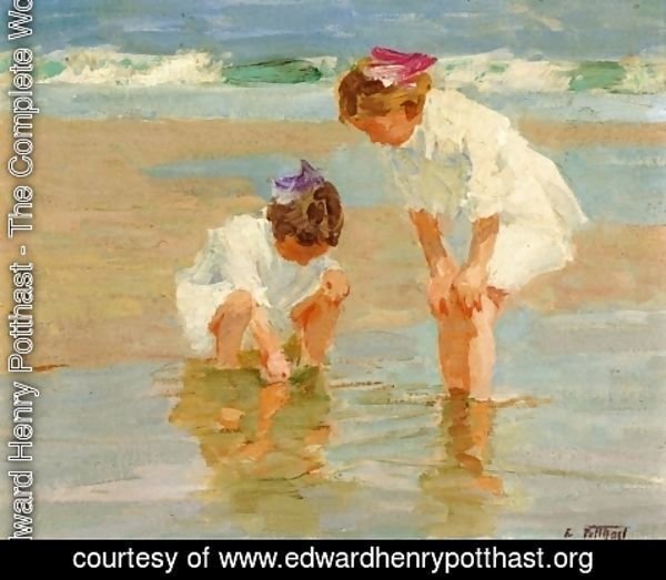 Edward Henry Potthast - Girls Playing in Surf