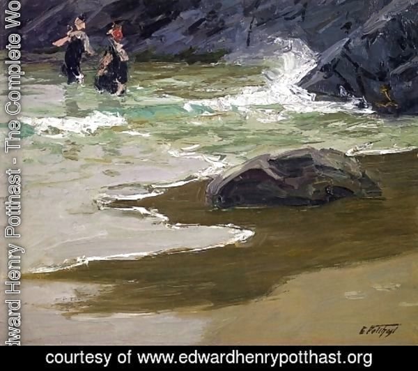 Edward Henry Potthast - Bathers by a Rocky Coast