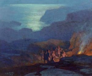 Edward Henry Potthast - Moonlight Campers